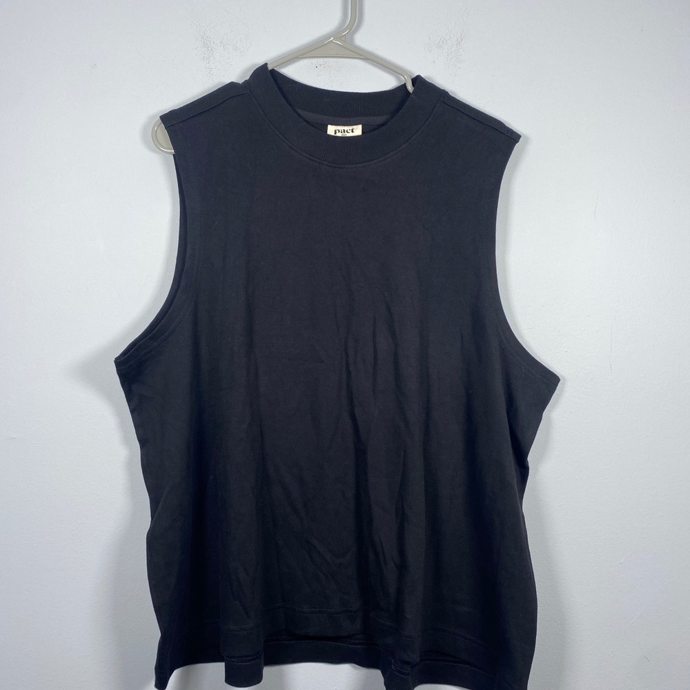 Pact Airplane Mock Neck Women's XXL Black Organic Cotton Sleeveless Shell Top‎